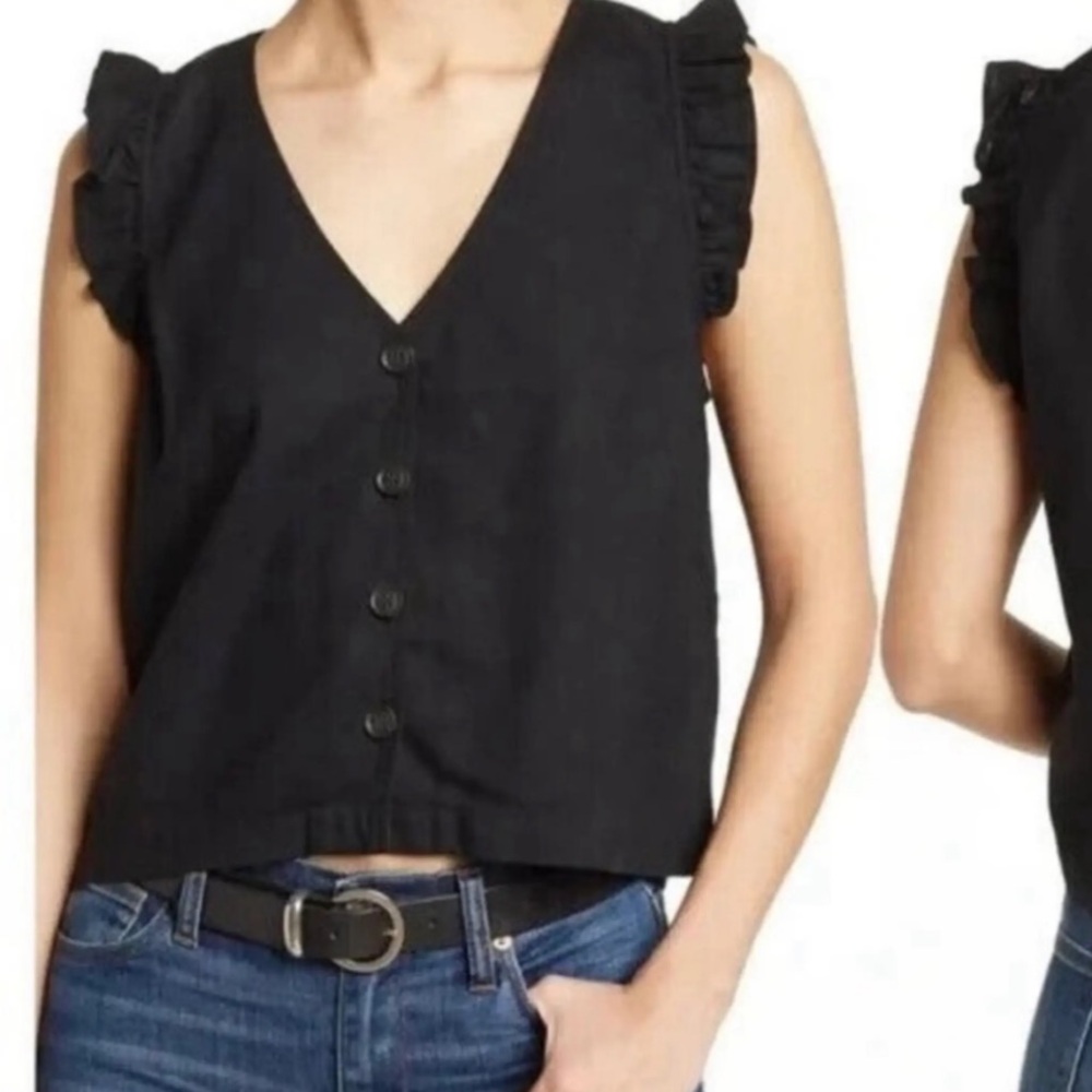 Madewell ruffle button front top